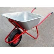 Тачка строительная (красные ручки) усил  (оц 180кг, 110л, 1 пневм колесо)